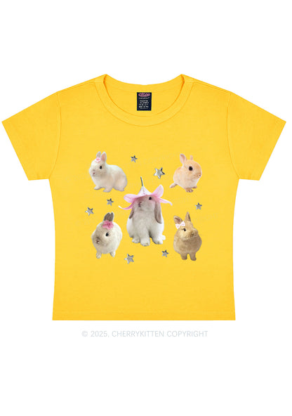 Lovely Rabbits Y2K Baby Tee Cherrykitten