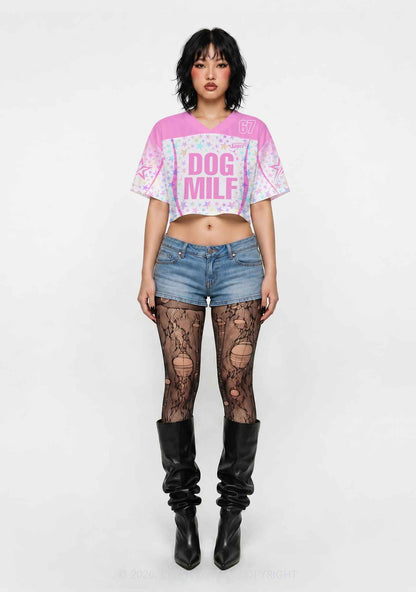 Pink Dog Mxxf Y2K Crop Sport Jersey Shirts Cherrykitten