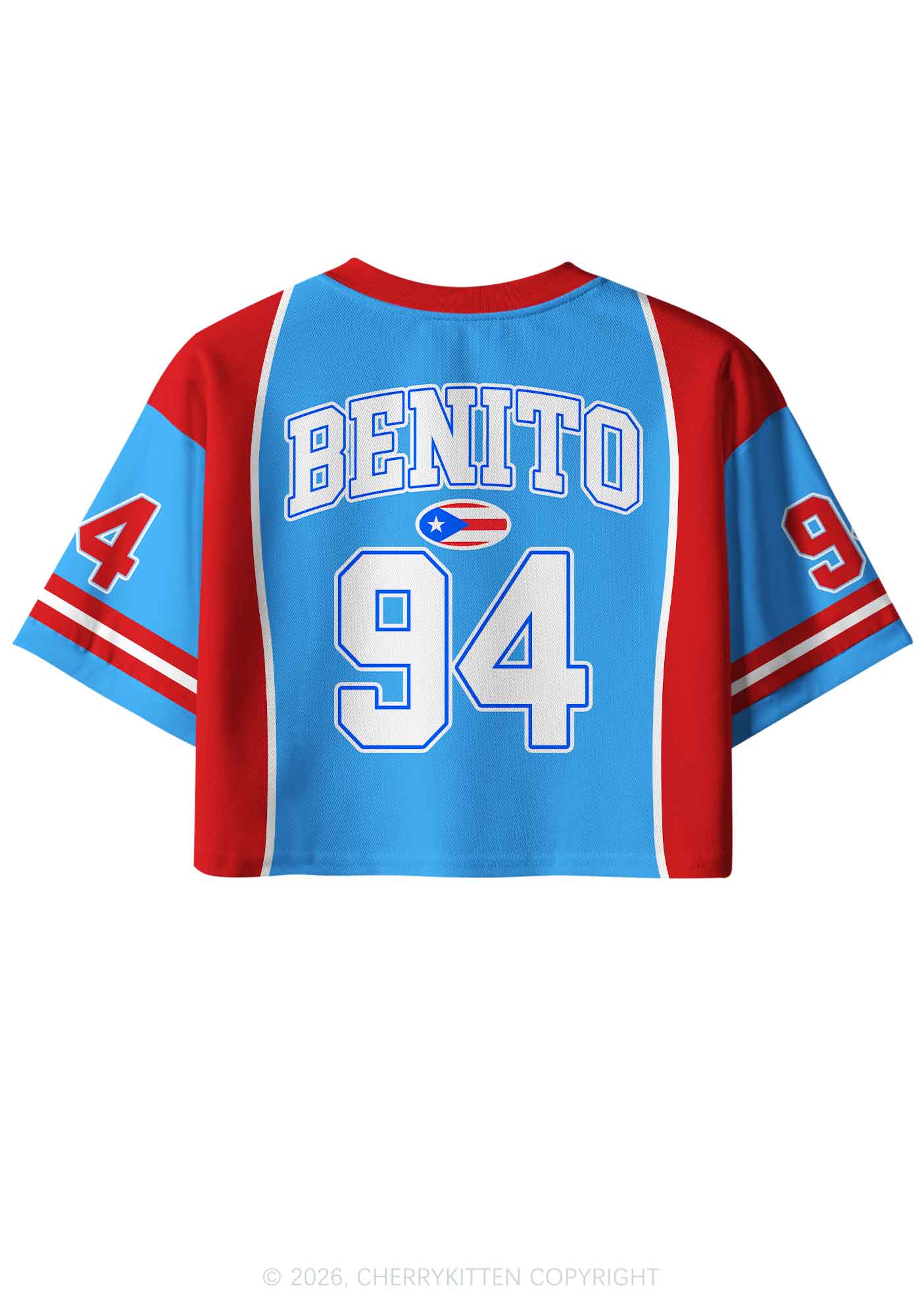 Light Blue Football Bunny Y2K Crop Sport Jersey Shirts Cherrykitten