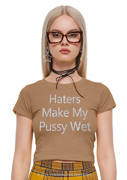 Glitter Haters Make My Puxxy Wet Y2K Baby Tee Cherrykitten