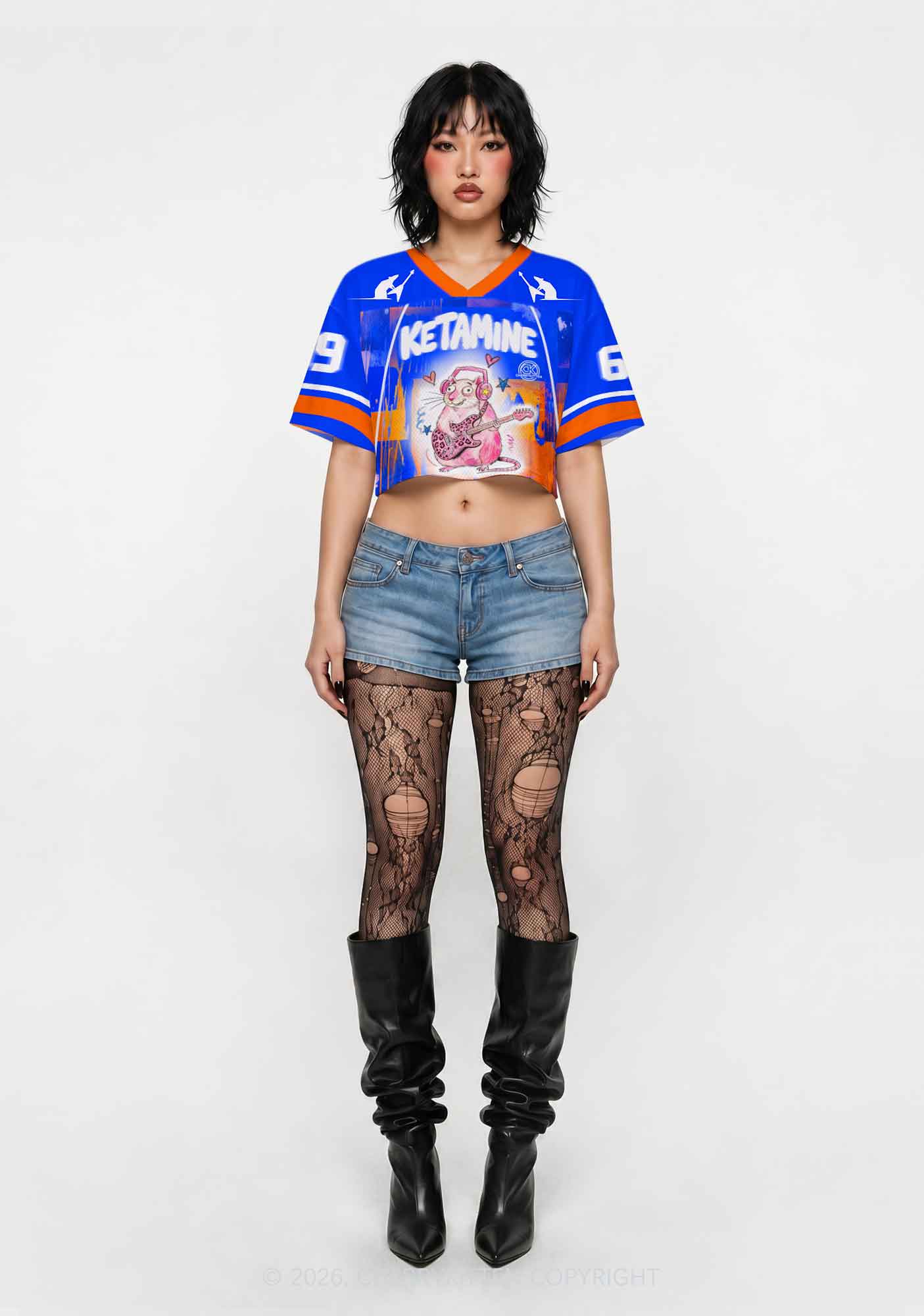 Pink Leopard Guitar Rat Y2K Crop Sport Jersey Shirts Cherrykitten