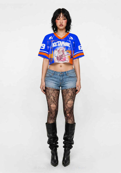 Pink Leopard Guitar Rat Y2K Crop Sport Jersey Shirts Cherrykitten