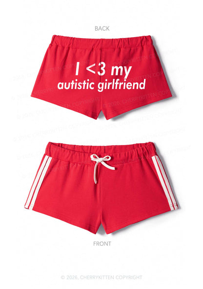 I Love My Autistic GF Valentine's Day Y2K Drawstring Mini Shorts Cherrykitten