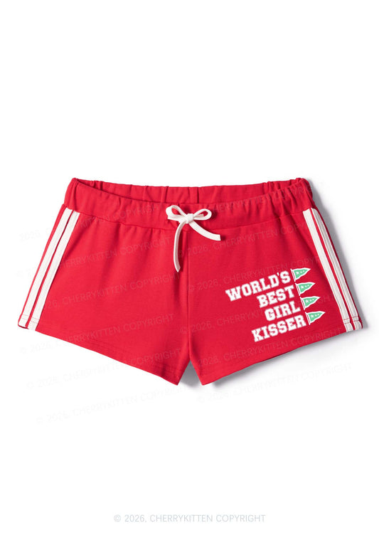 Worlds Best Girl Kisser Pride Y2K Drawstring Mini Shorts Cherrykitten