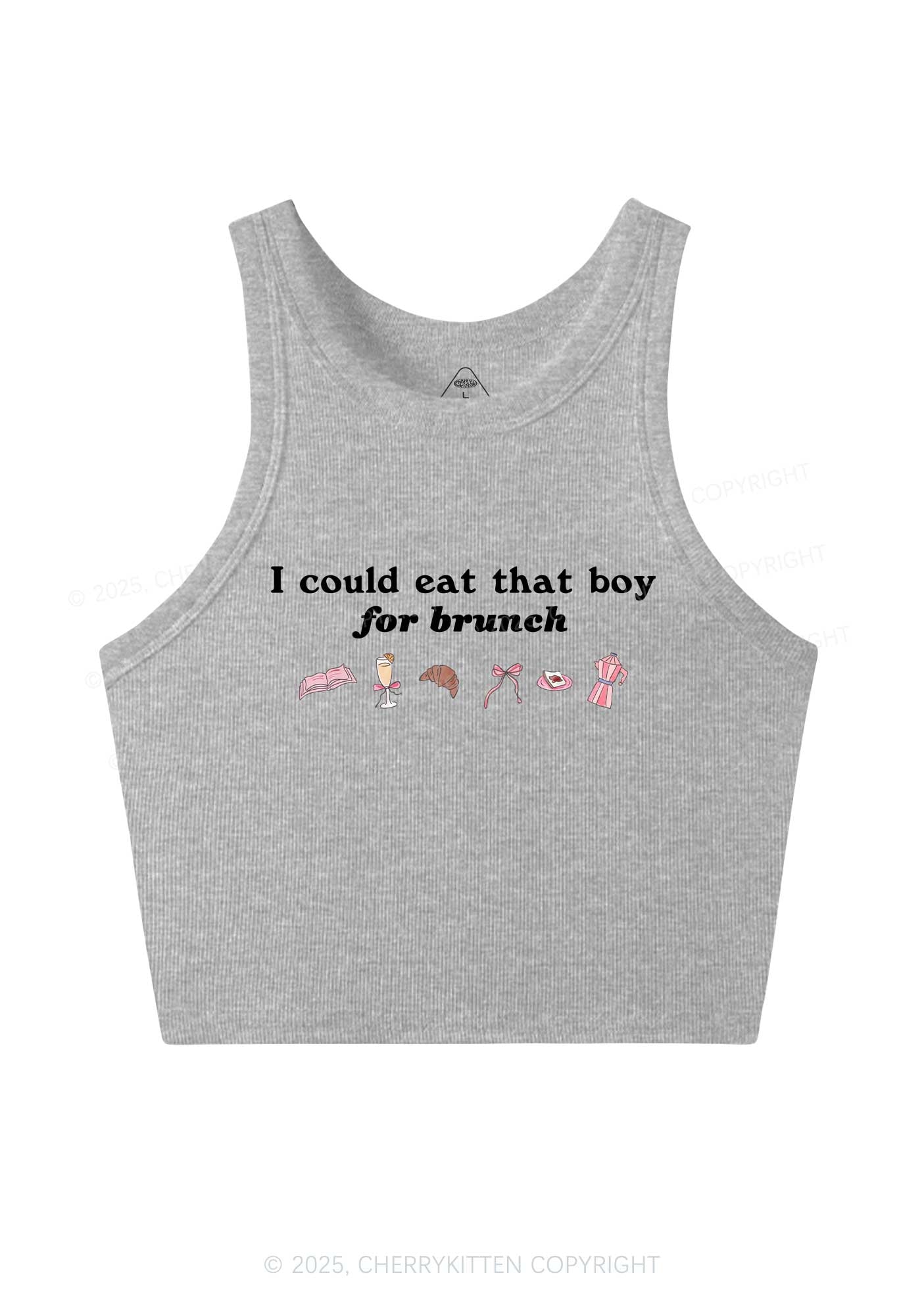 Eat Boy For Brunch Y2K Crop Tank Top Cherrykitten
