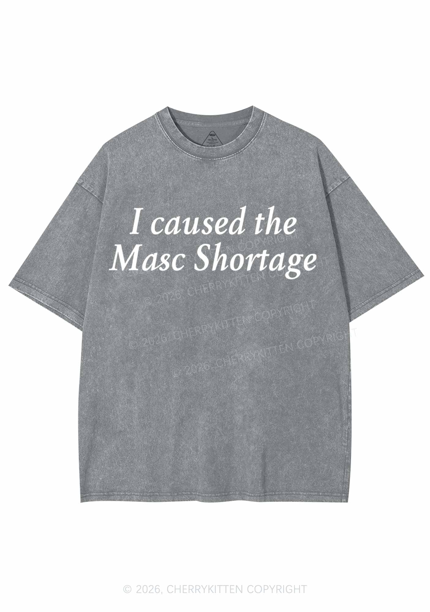 I Caused The Masc Shortage Pride Y2K Shirts Washed Tee Cherrykitten