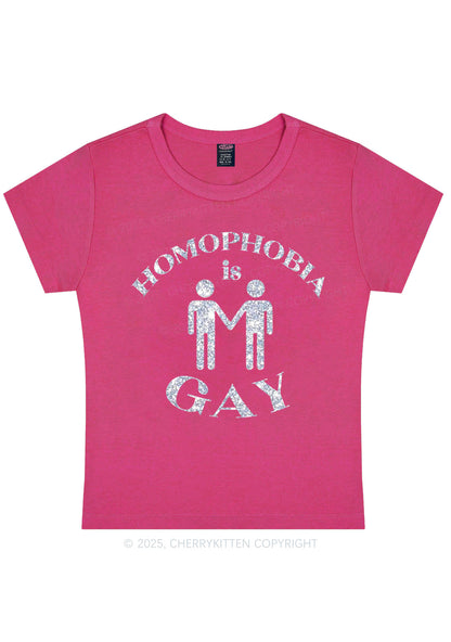 Glitter Homophobia Is Gay Pride Y2K Baby Tee Cherrykitten