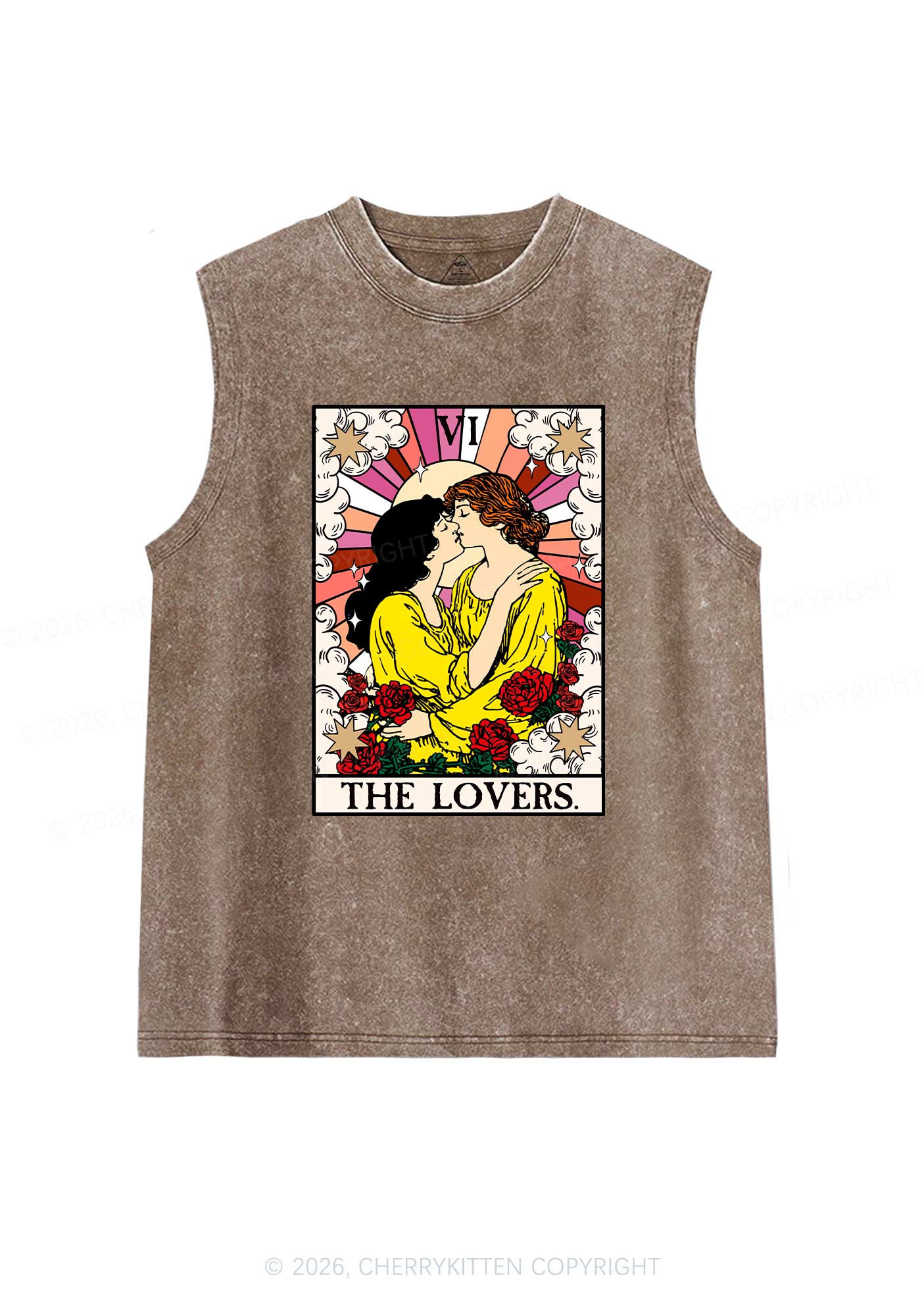 Kissing Lesbians Pride Y2K Washed Muscle Tank Cherrykitten