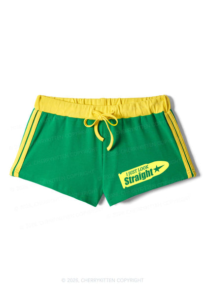 I Just Look Straight Pride Y2K Drawstring Mini Shorts Cherrykitten