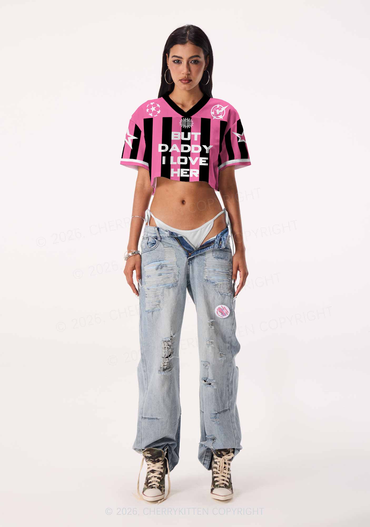 But Daddy I Love Her Pride Y2K Crop Sport Jersey Shirts Cherrykitten