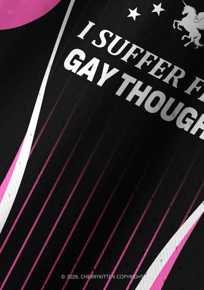 I Suffer From Gay Thoughts Unicorn Pride Y2K Crop Football Jersey Shirts Cherrykitten