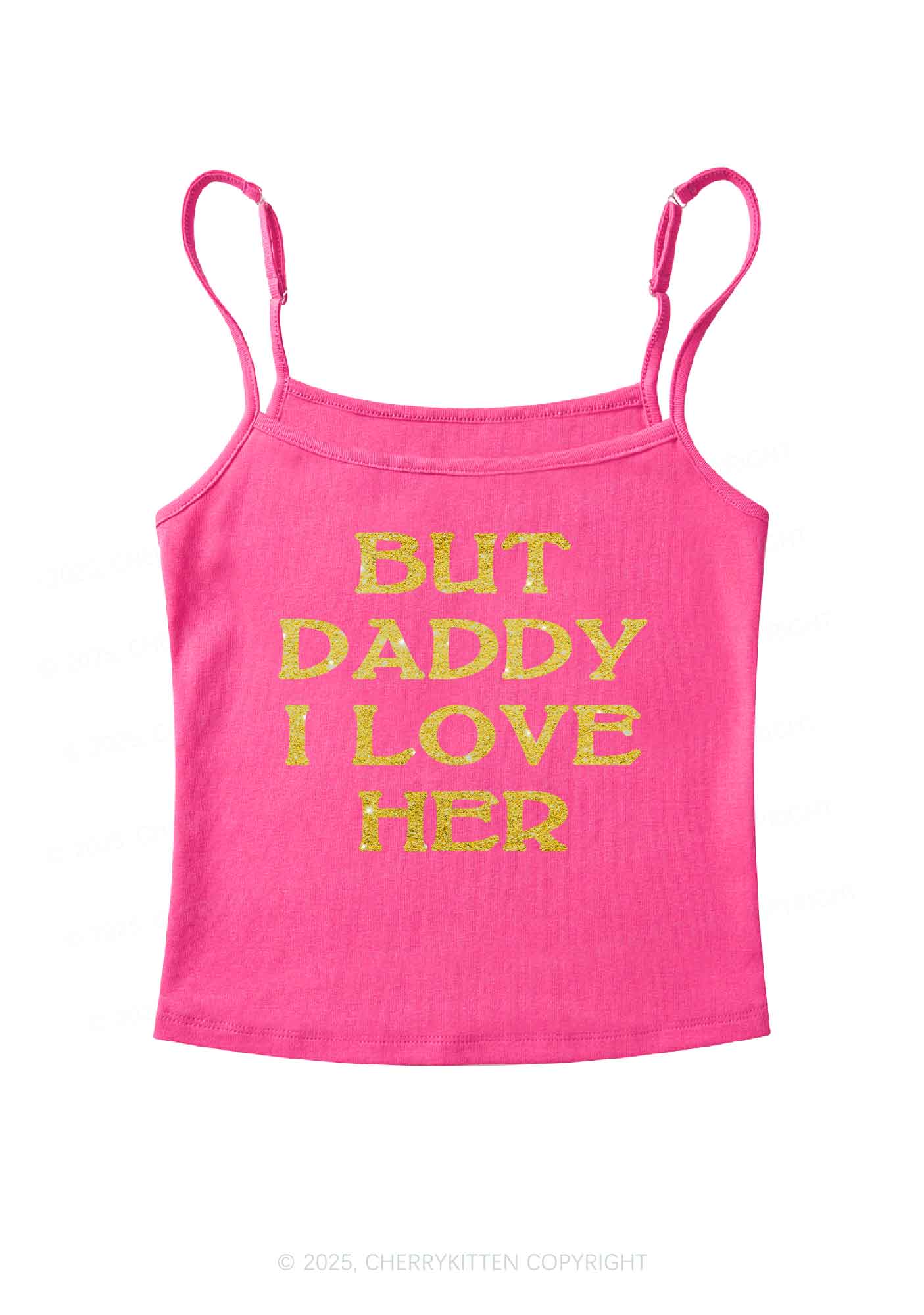 Glitter But Daddy I Love Her Y2K Spaghetti Strap Cami Cherrykitten