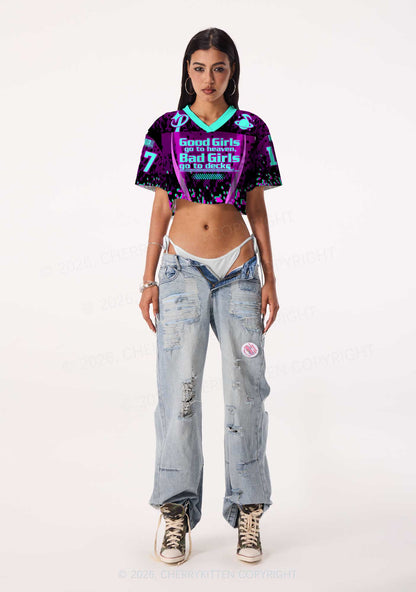 Bad Girls Go To Decks Y2K Crop Sport Jersey Shirts Cherrykitten