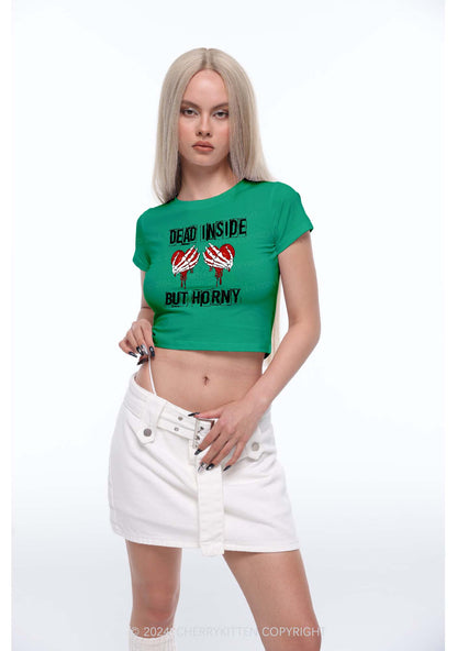 Dead Inside But Hxrny Y2K Valentine's Day Baby Tee Cherrykitten