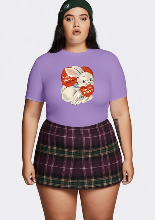 Curvy Ears Hopin Valentine Be My Honey Bunny Baby Tee