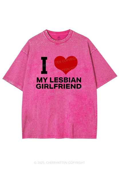 I Love My Lesbian GF Y2K Shirts Washed Tee Cherrykitten