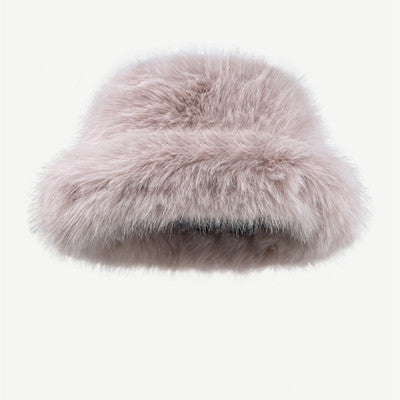 Solid Color Y2K Faux Fur Plush Bucket Hat Cherrykitten