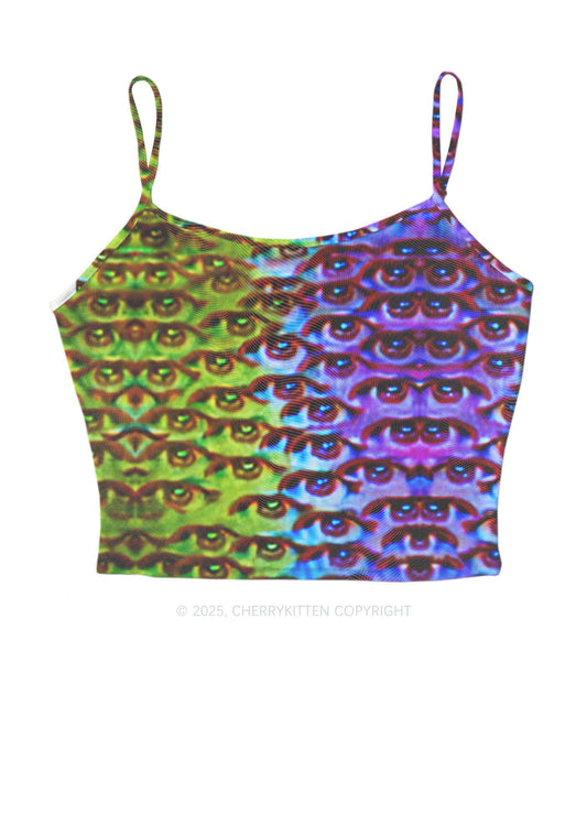 Halloween Spectrum Eyes Y2K Mesh Cami Tank Cherrykitten