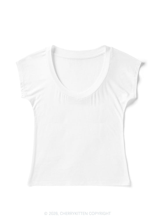 Plain Y2K V Neck T Shirts Cherrykitten