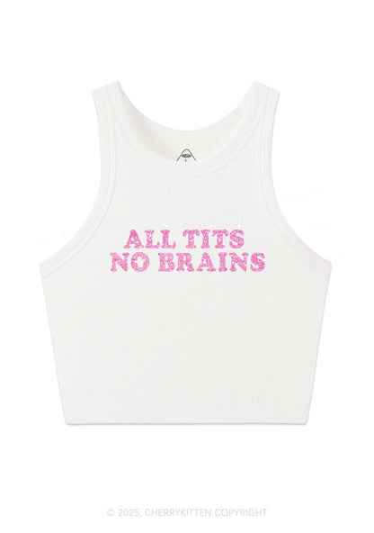 Glitter All Txts No Brains Y2K Crop Tank Top Cherrykitten