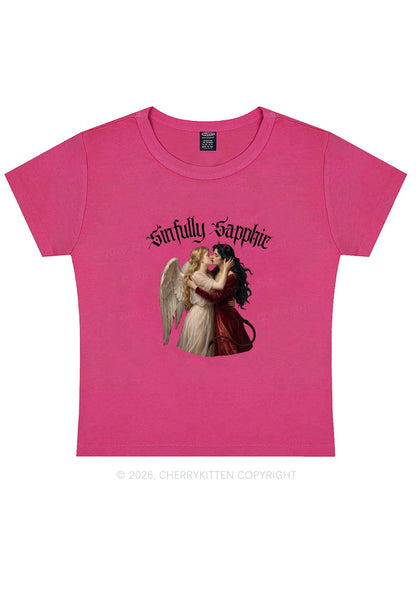 Sinfully Sapphic Pride Y2K Baby Tee Cherrykitten