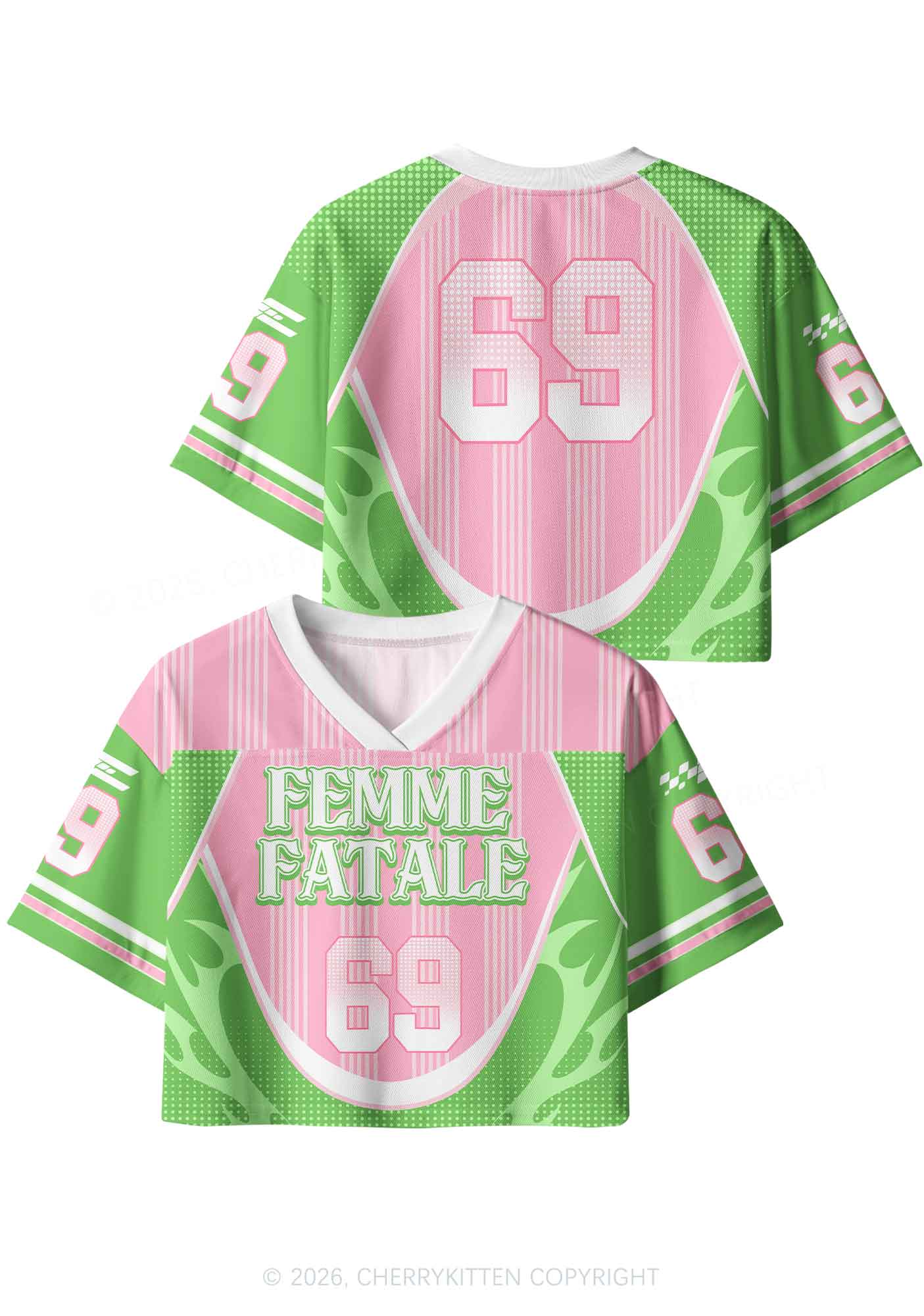 Femme Fatale Pride Y2K Crop Sport Jersey Shirts Cherrykitten