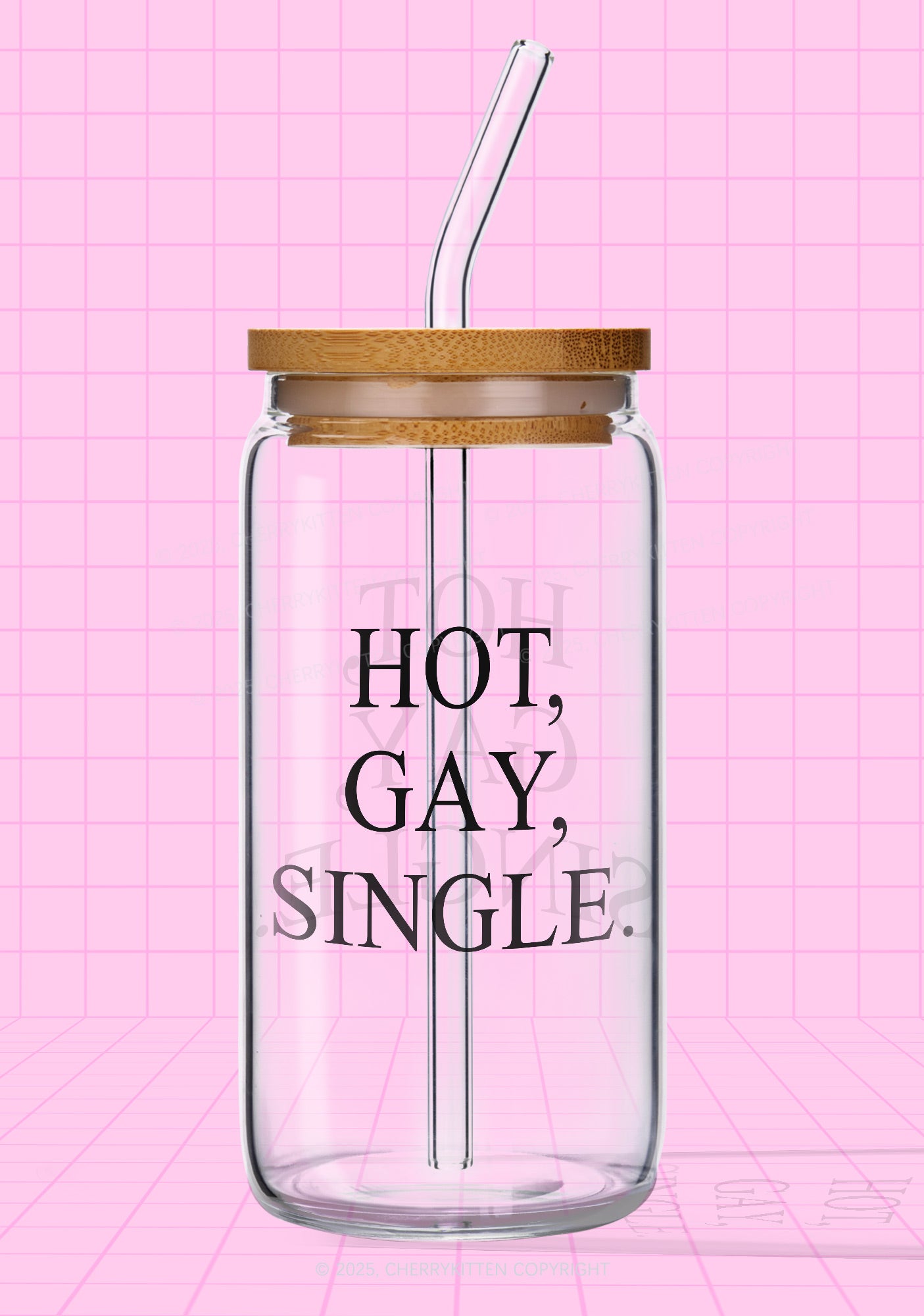 Hot Gay Single Pride Y2K Printed Glass Cup Cherrykitten