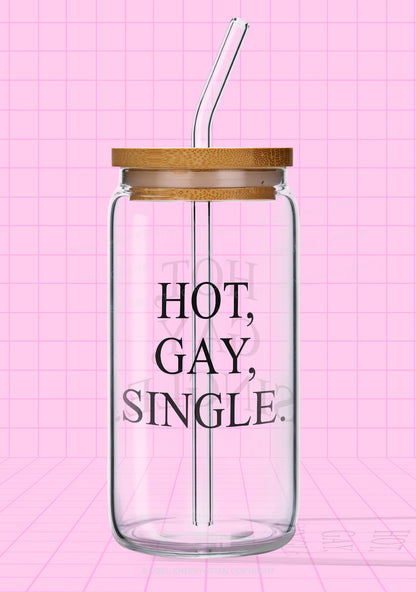 Hot Gay Single Pride Y2K Printed Glass Cup Cherrykitten
