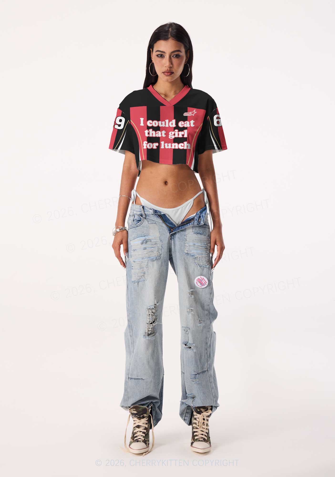 Eat That Girl For Lunch Pride Y2K Crop Sport Jersey Shirts Cherrykitten