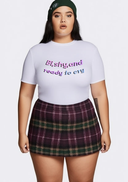 Curvy Bi Shy And Ready To Cry Baby Tee