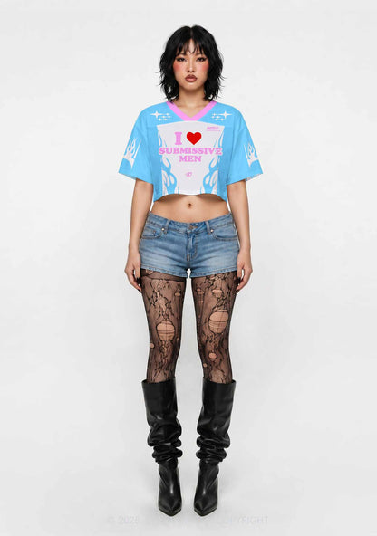 I Love S Men Y2K Crop Sport Jersey Shirts Cherrykitten
