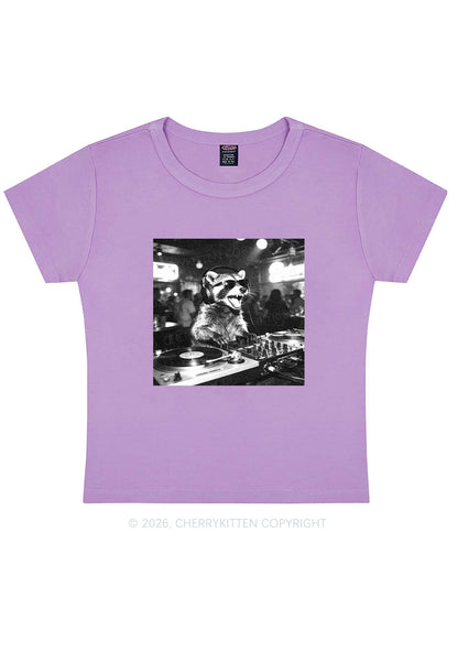 Vintage DJ Raccoon Y2K Baby Tee Cherrykitten