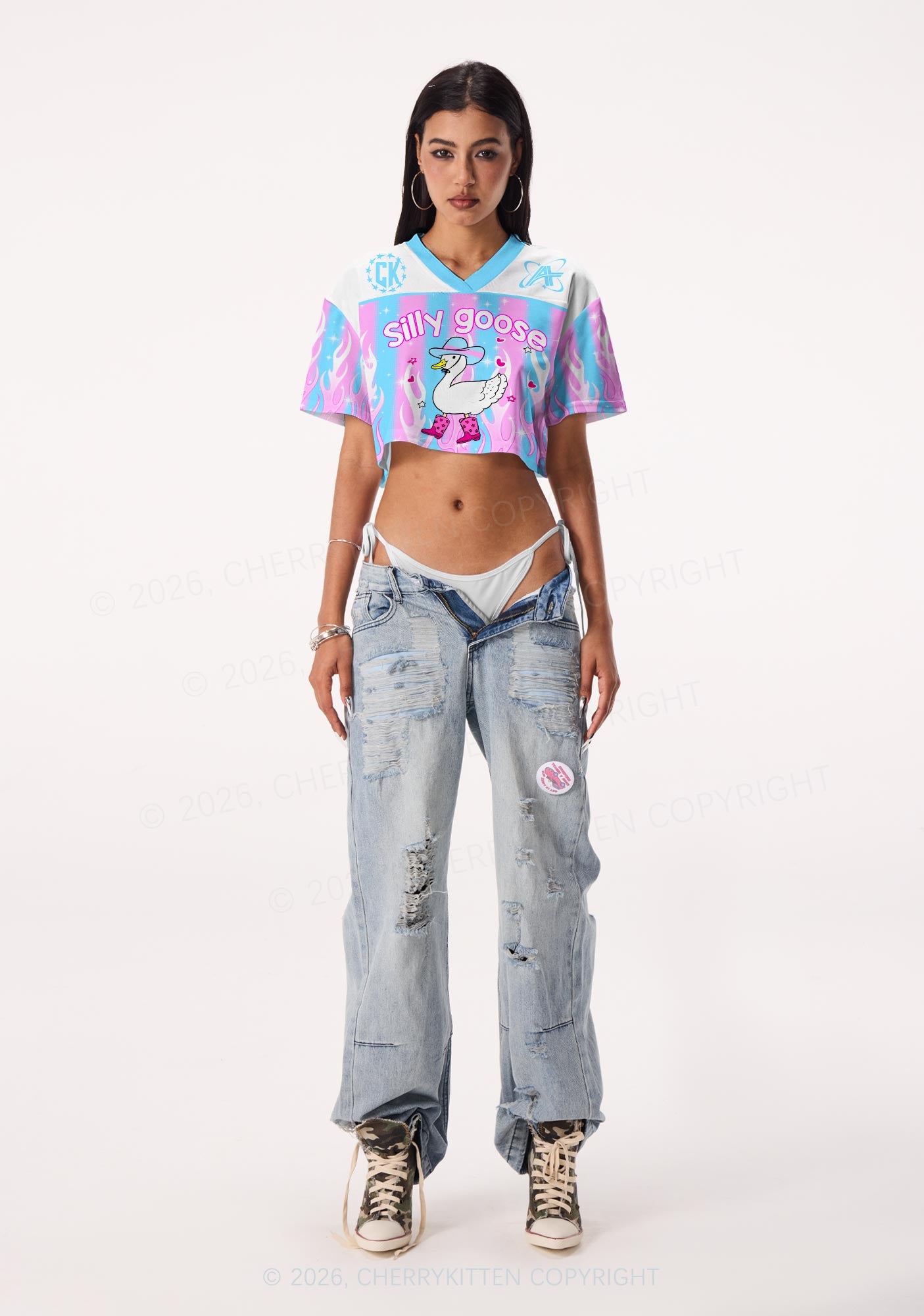 Trans Silly Goose Pride Y2K Crop Sport Jersey Shirts Cherrykitten
