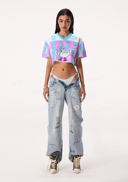 Trans Silly Goose Pride Y2K Crop Sport Jersey Shirts Cherrykitten