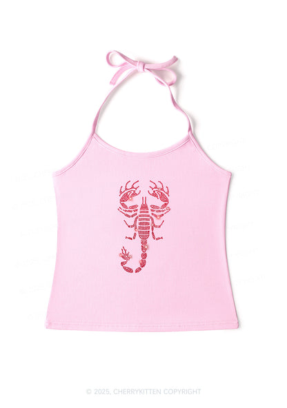 Rhinestone Red Scorpion Y2K Halter Neck Cami Cherrykitten