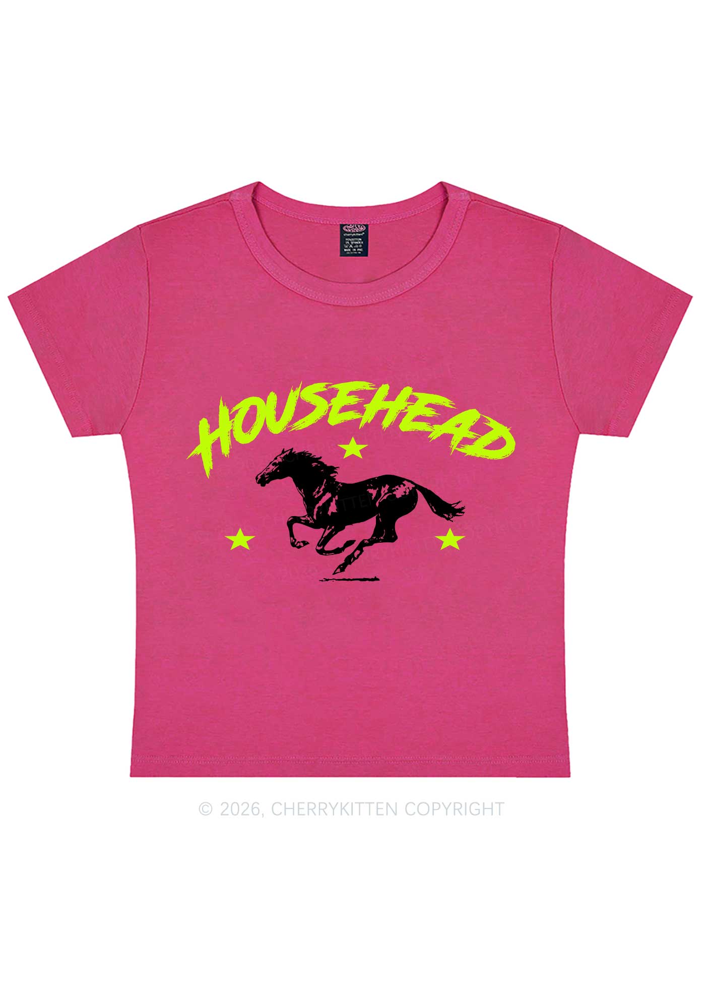 Retro Star Househead Horse Y2K Baby Tee Cherrykitten