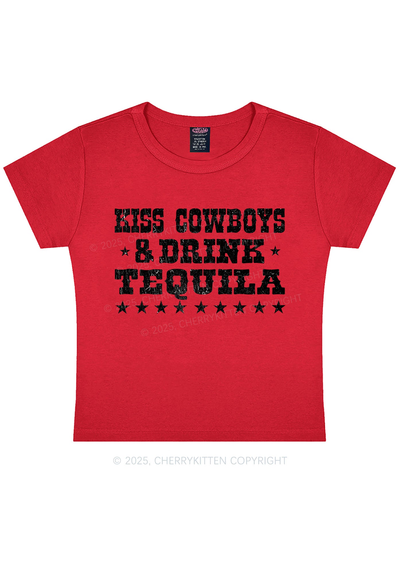 Kiss Cowboys Y2K Baby Tee Cherrykitten