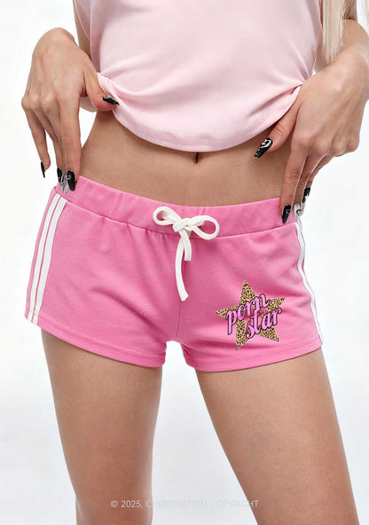 Pxrn Leopard Star Y2K Drawstring Mini Shorts Cherrykitten