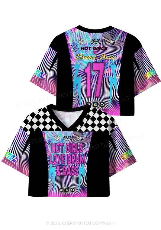 Hot Girls Love Drum And Bass Y2K Crop Sport Jersey Shirts Cherrykitten