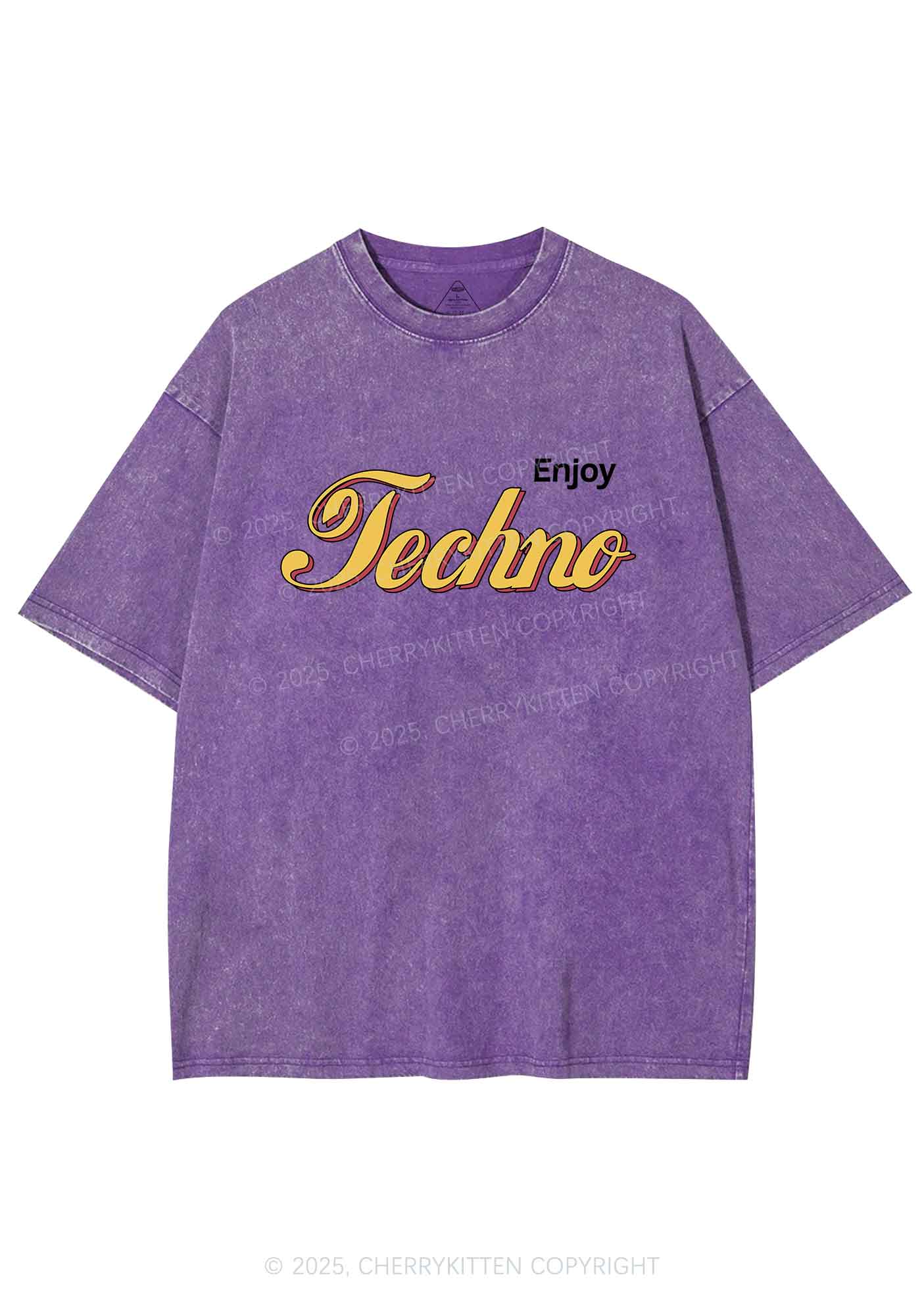 Enjoy Techno Y2K Shirts Washed Tee Cherrykitten