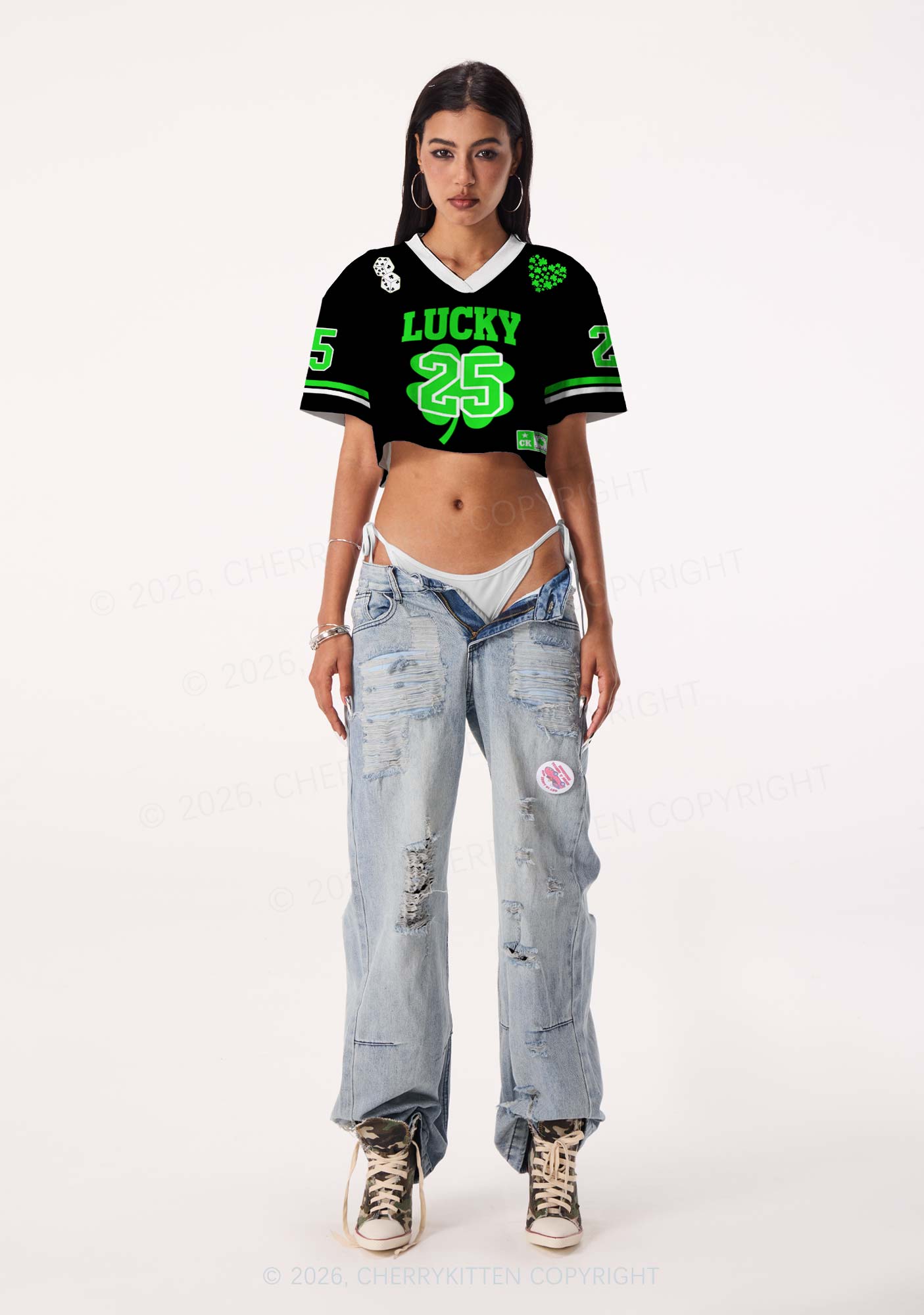Custom Lucky Horseshoe St Patricks Y2K Crop Sport Jersey Shirts Cherrykitten