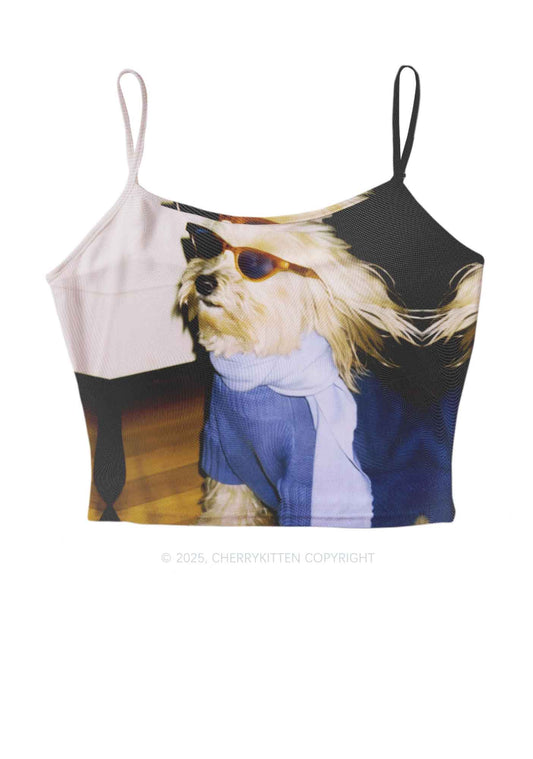 Sunglasses Puppy Y2K Mesh Cami Tank Cherrykitten