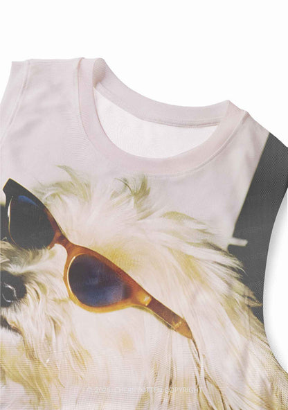 Sunglasses Puppy Y2K Mesh Muscle Tank Cherrykitten