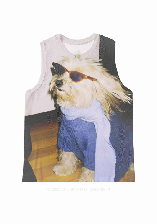 Sunglasses Puppy Y2K Mesh Muscle Tank Cherrykitten