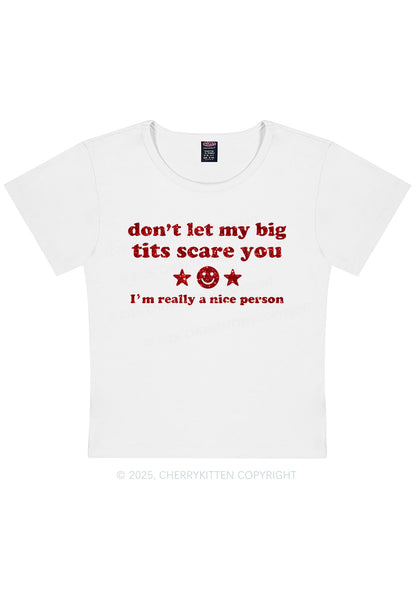 Glitter Dont Let My Big Txts Scare You Y2K Baby Tee Cherrykitten