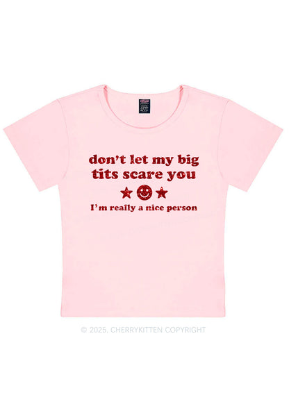 Glitter Dont Let My Big Txts Scare You Y2K Baby Tee Cherrykitten