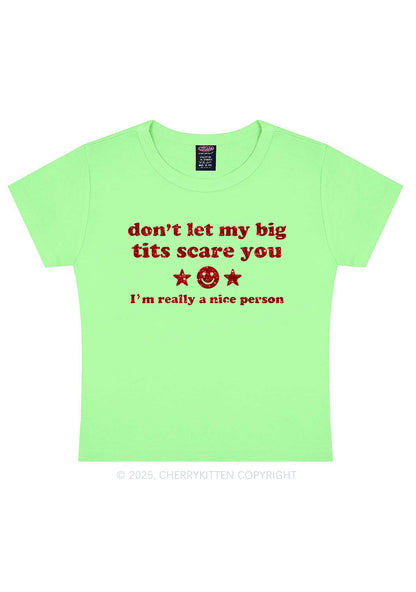 Glitter Dont Let My Big Txts Scare You Y2K Baby Tee Cherrykitten