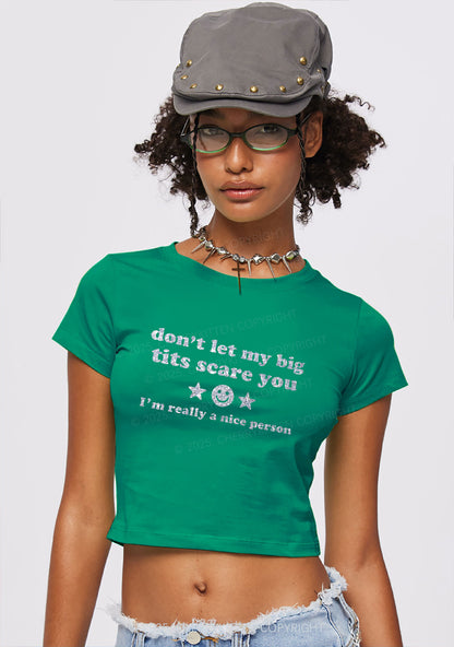 Glitter Dont Let My Big Txts Scare You Y2K Baby Tee Cherrykitten