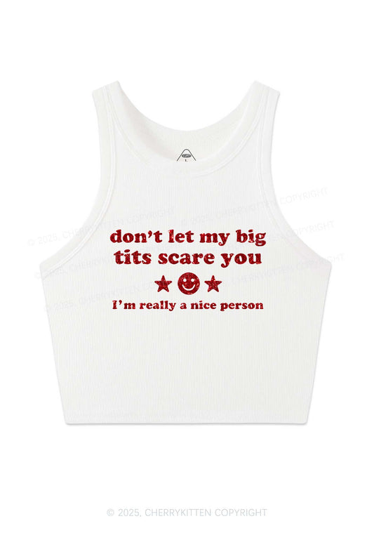 Glitter Dont Let My Big Txts Scare You Y2K Crop Tank Top Cherrykitten