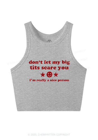 Glitter Dont Let My Big Txts Scare You Y2K Crop Tank Top Cherrykitten